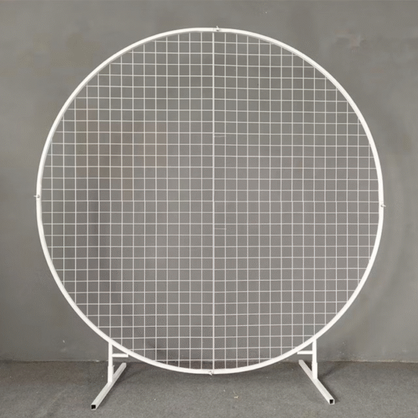 Round Backdrop Wall White Grid Line 2*2m