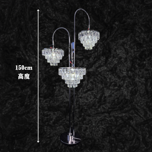 3 Head Crystal Chandelier LightSilver + Cool White