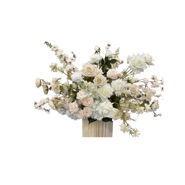 Pedestal Flower Champagne + White