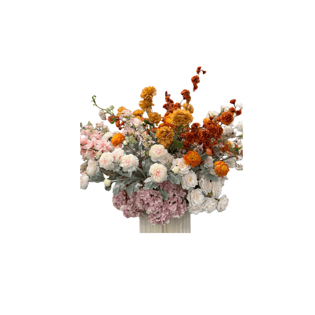 Pedestal Flower Champagne + White