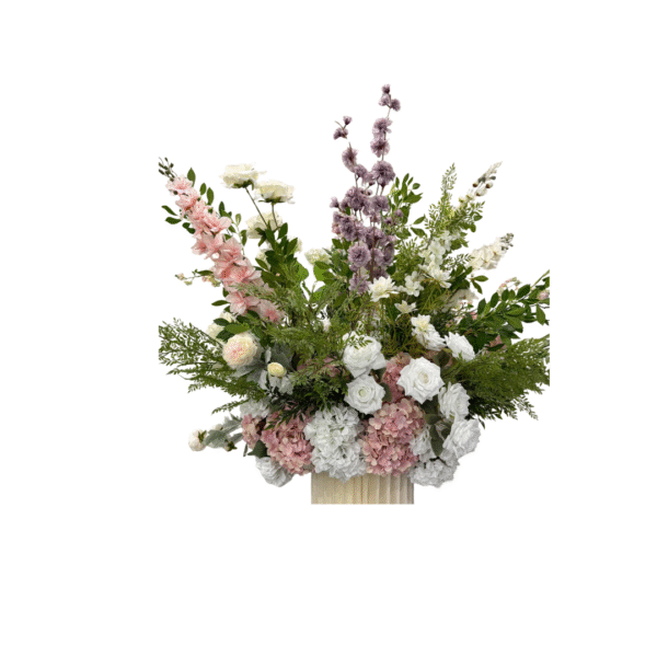 Pedestal FlowerPurple + Pink + White