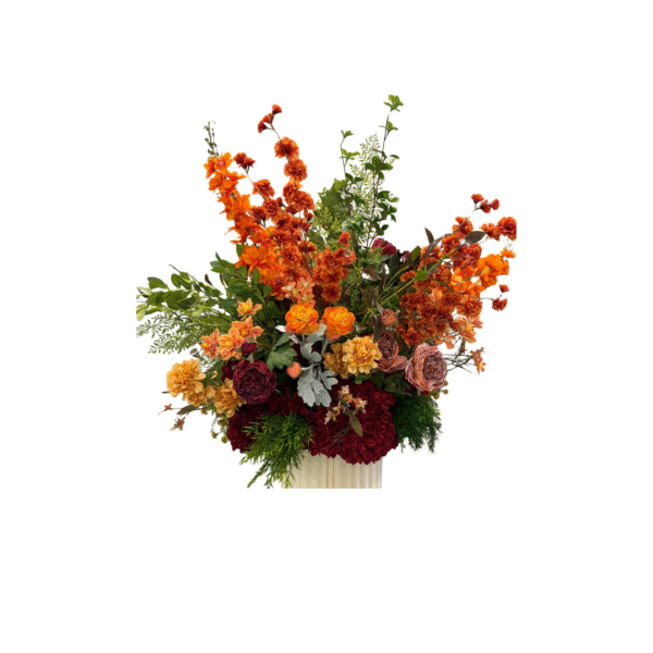 Pedestal FlowerRed + Orange